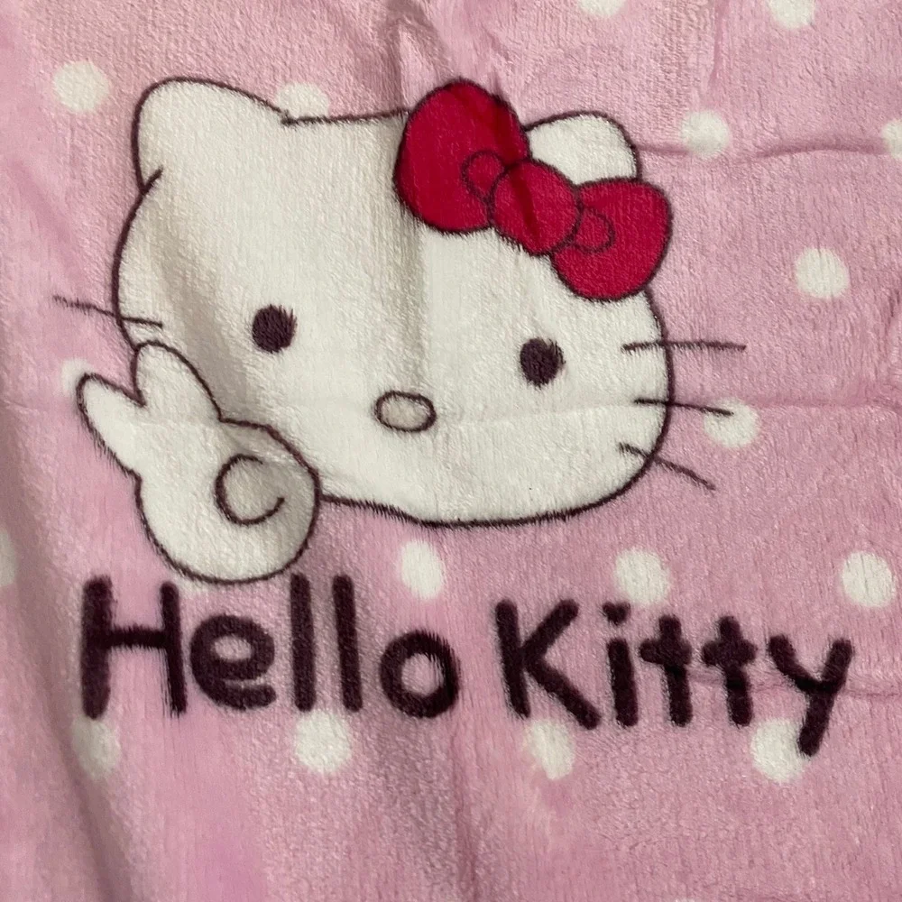 Sanrio Hello Kitty Blanket Kids Pink Polka Dot Teddy‎ Bear Flannel Blanket Anime